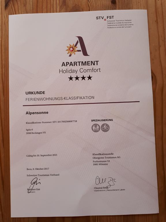 Alpensonne Appartement Reckingen Buitenkant foto